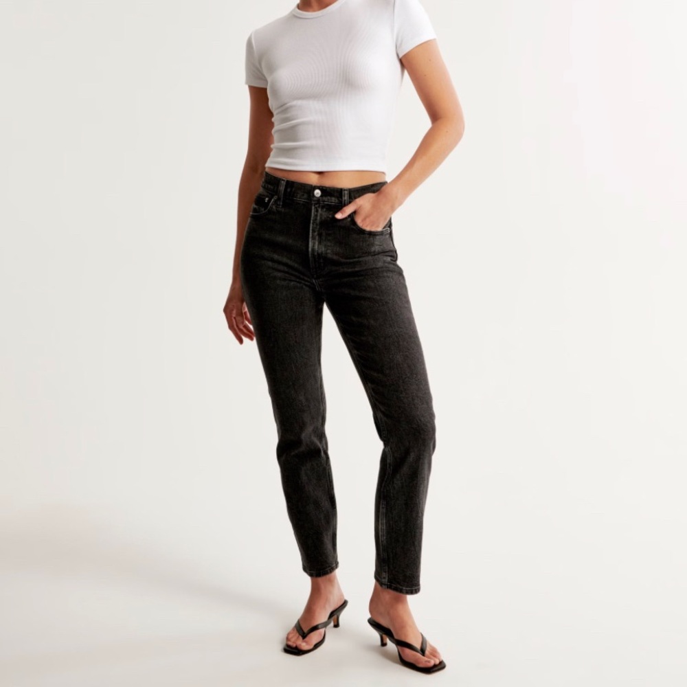 Abercrombie & Fitch | The mom high rise jean in light distress black